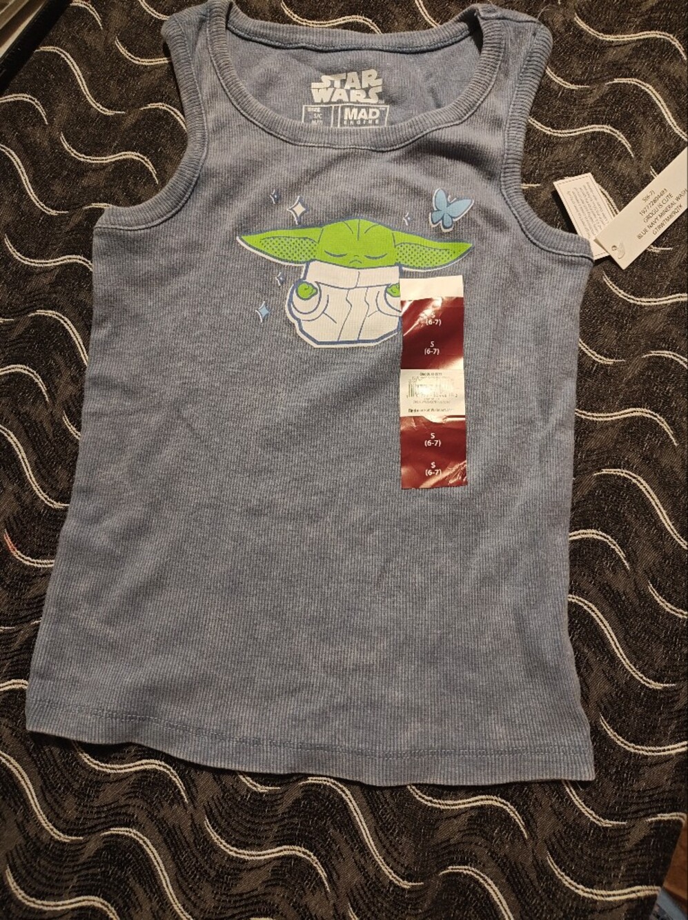 Star Wars Blue Tank Top with Green Baby Yoda Graphic